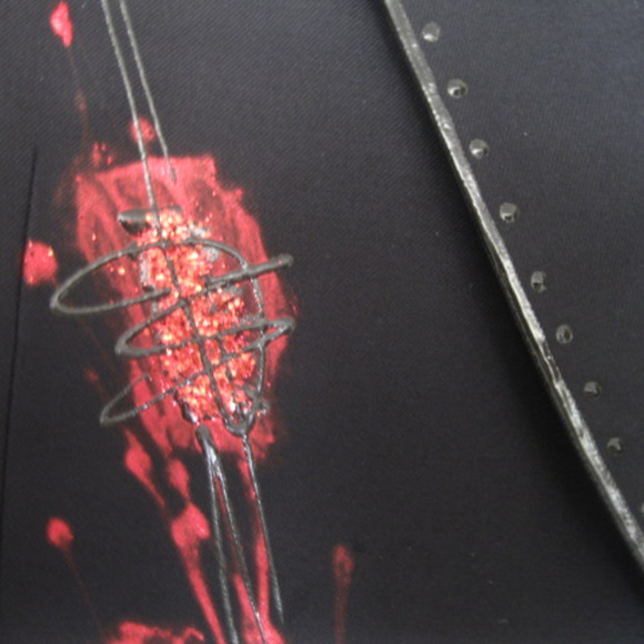 Conti di Roma Hand Painted Black Wool Blazer 10-12 - Picture 2 of 8